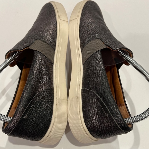 Frye Ivy Dark Pewter Textured Leather Slip-On Sneakers Size 8M - Picture 10 of 13